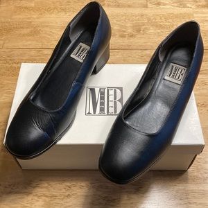 Vintage Mixed Blues black leather chunky heels